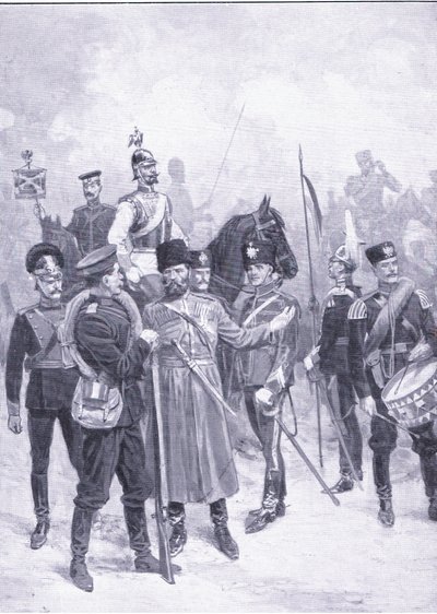 ロシアの兵士の種類、挿絵ラッセル日露戦争の巻第1巻、1900年 作： Ernest Prater