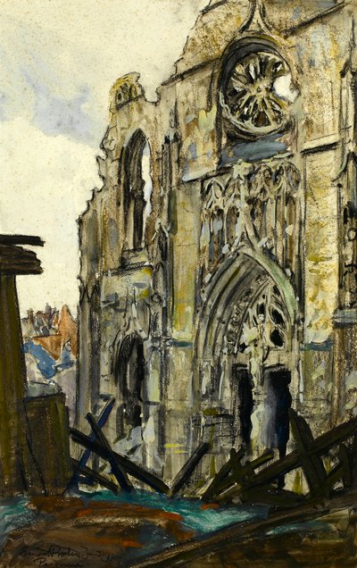 ペロンヌ、3.1.1919（紙にクレヨンとガッシュ） 作： Ernest Procter