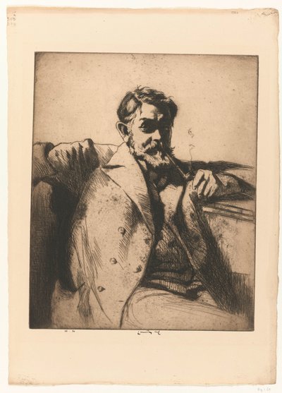 パイプを持つサー・フランク・ブラングウィンの肖像 作： Ernest Stephen Lumsden (signed by artist)