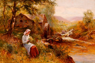 春の花を摘む少女 作： Ernest Walbourn