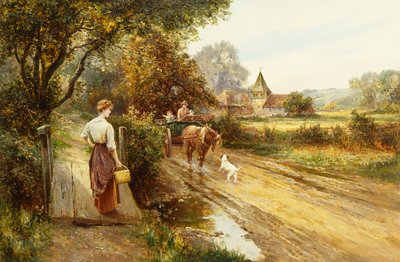 路上での出会い、1900年頃（キャンバスに油彩） 作： Ernest Walbourn