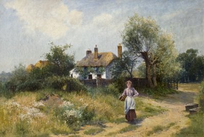 コテージウーマンのいる風景、19〜20世紀後半 作： Ernest Walbourn