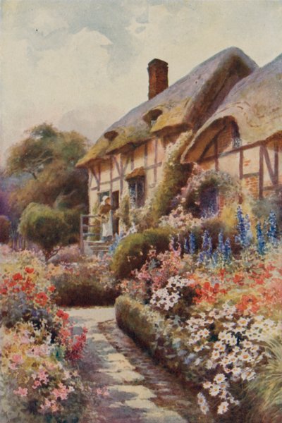 アン・ハサウェイのコテージ、ストラトフォード・オン・エイボン (カラーリソ) 作： Ernest William Haslehust