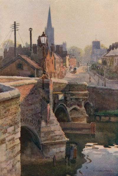 司教の橋、ノーリッチ (カラー リソ) 作： Ernest William Haslehust