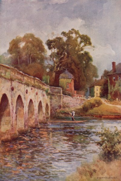 クロプトン橋、ストラトフォード オン エイボン (カラー リソ) 作： Ernest William Haslehust