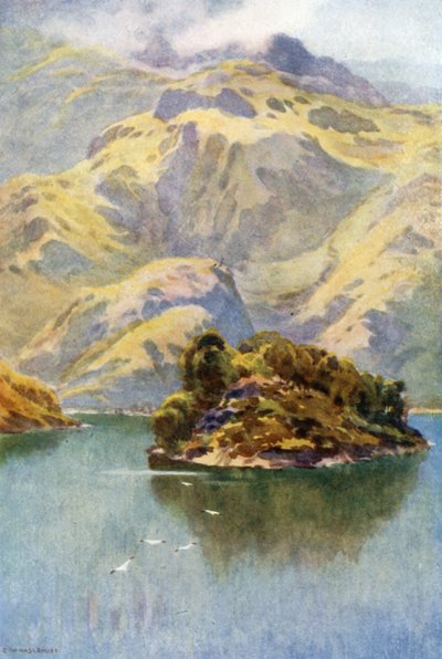 エレンズ島、カトリン湖 (カラー リソ) 作： Ernest William Haslehust