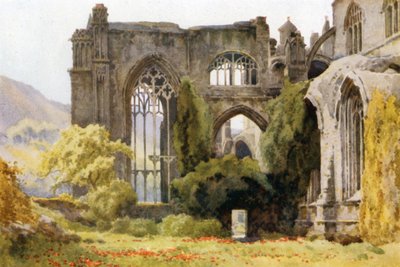 Melrose Abbey: Choir and North Transept (カラーリソ) 作： Ernest William Haslehust