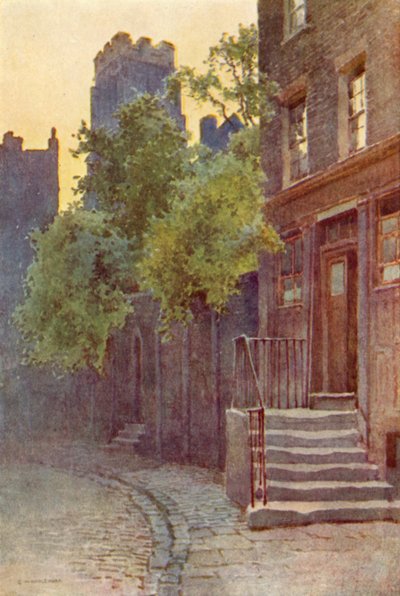 古い兵舎ヤード、ベルグラビア（色のリト） 作： Ernest William Haslehust
