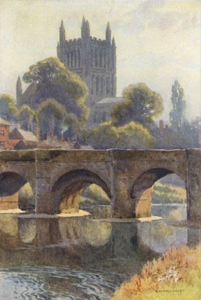 古いワイ橋 (カラー リソ) 作： Ernest William Haslehust