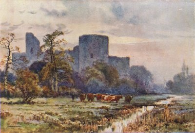 メドウズから見たペベンシー城（カラーリソ） 作： Ernest William Haslehust