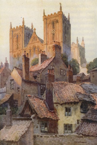 Ripon: 旧市街のミンスター (カラー リソ) 作： Ernest William Haslehust