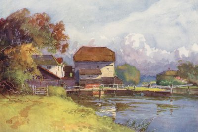 テムズ川シップレイク工場（カラーリトグラフ） 作： Ernest William Haslehust