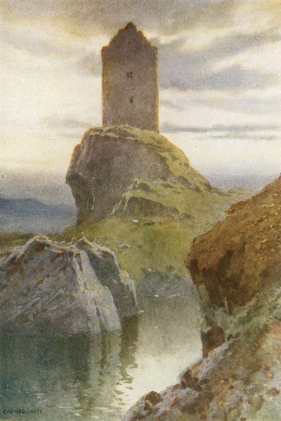 Smailholm Tower (カラーリソ) 作： Ernest William Haslehust