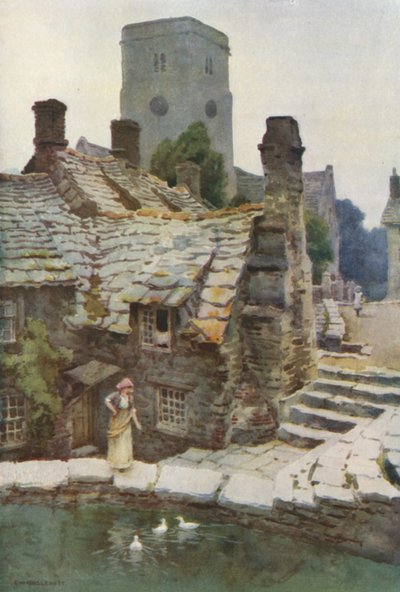 ザ ミル ポンド、オールド スワネージ (カラー メンバー) 作： Ernest William Haslehust