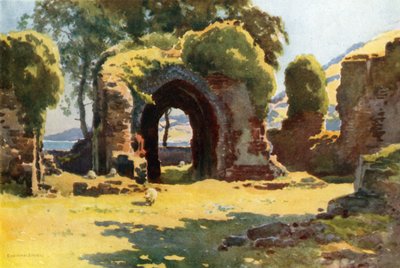 リンドレス修道院の廃墟（カラーリソ） 作： Ernest William Haslehust