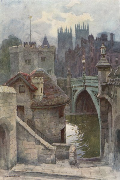 水門、レンダル橋 (カラー リソ) 作： Ernest William Haslehust