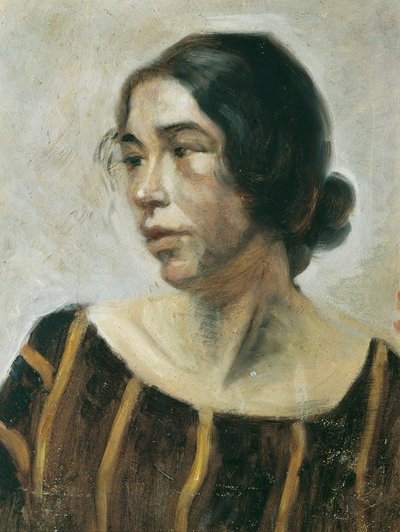 縞模様のドレスの女性 作： Ernestine von Hüttenbrenner