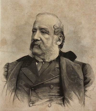 Gerolamo Induno (1825-1890) の肖像、イタリアの画家、Ernesto Mancastropa による彫刻、Guigoni and Bossi の写真から、L