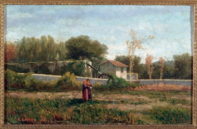 田舎の風景（イタリア） エルネスト・レイパー（1840-1873）の絵画 薄さ26x40cm ゲネス、ガレリア・ダルテ・モデルナ、inv 0306 作： Ernesto Rayper