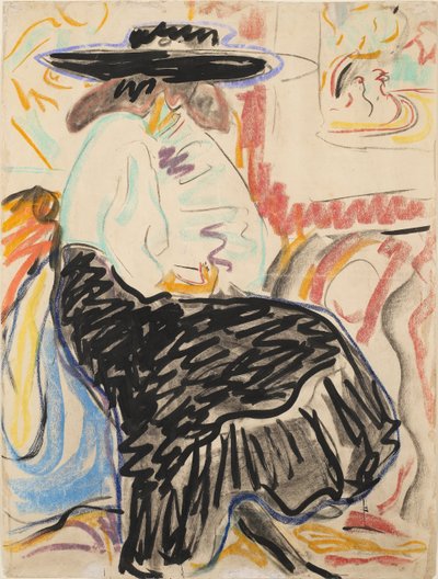 スタジオで座っている女性 作： Ernst Ludwig Kirchner