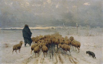 戻ってくる羊の群れ 作： Ernst Adolph Meissner