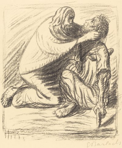 慈悲深き者に祝福あれ、1916 年に出版。 作： Ernst Barlach