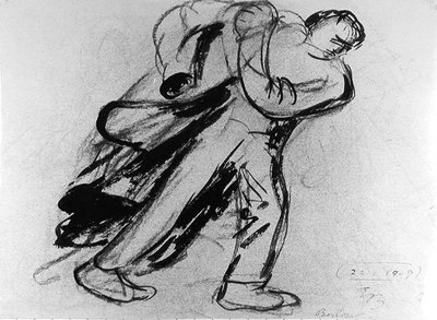 コートを羽織る男性 作： Ernst Barlach