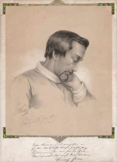 ユリウス・エルンスト・ベネディクト・キーツ、ハインリッヒ・ハイネの肖像 作： Ernst Benedikt Kietz