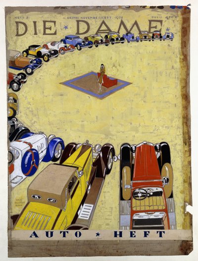 雑誌「DieDameAuto Issue First NovemberIssue1932」の表紙デザイン 作： Ernst Deutsch Dryden