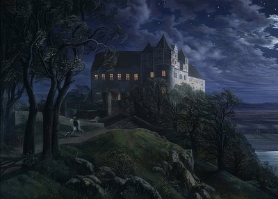 シャルフェンベルク城の夜。 1827 作： Ernst Ferdinand Oehme