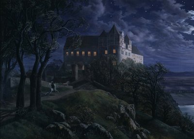 1827夜のシャルフェンベルク城 作： Ernst Ferdinand Oehme