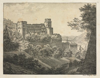 ハイデルベルク城の6つのビュー：北東に向けて、1820年。 作： Ernst Fries