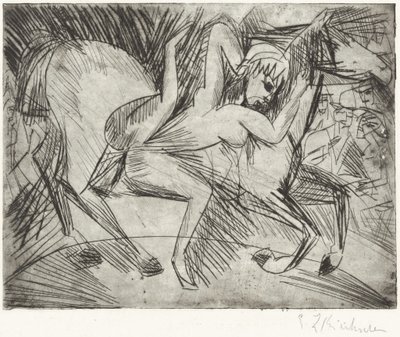 馬に乗ったヴォルティギウスに乗ったアクロバット、1913年。 作： Ernst Ludwig Kirchner