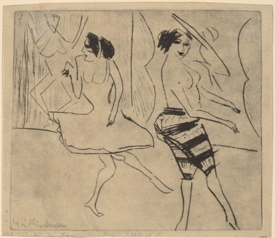 スタジオのダンサー、1911 年。 作： Ernst Ludwig Kirchner