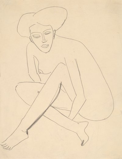 座っているドードー、1910 年。 作： Ernst Ludwig Kirchner