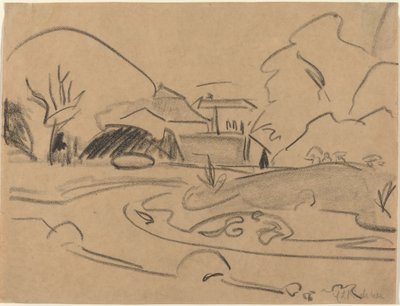 ドレスデン グロッサー ガルテンの歩道とパビリオン、c. 1909年。 作： Ernst Ludwig Kirchner