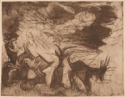 ヤギと雲、1919 年。 作： Ernst Ludwig Kirchner