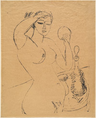 1912年、彼女のトイレで裸の女の子。 作： Ernst Ludwig Kirchner