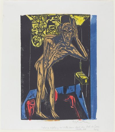 ピーター・シュレミールの不思議な物語: 部屋の孤独の中のシュレミール., 1915. 作： Ernst Ludwig Kirchner