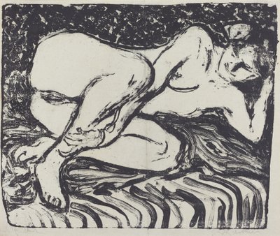 リクライニングヌード、1907年。 作： Ernst Ludwig Kirchner