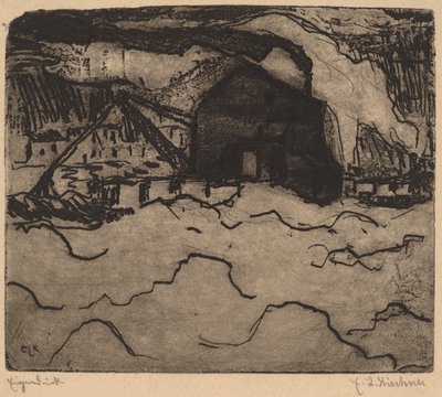 エルベ川の砂浚渫船、1906 年。 作： Ernst Ludwig Kirchner