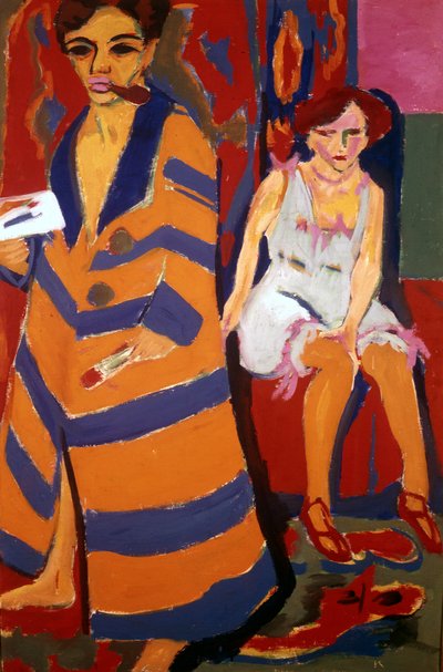 「モデルとの自画像」、1907 作： Ernst Ludwig Kirchner