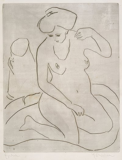 ネックレス付き浴槽のヌード。 1909 作： Ernst Ludwig Kirchner