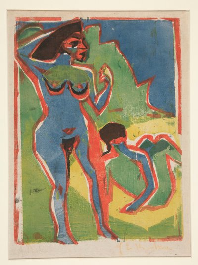 入浴する女性 - モーリッツバーグ 作： Ernst Ludwig Kirchner