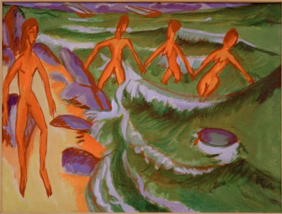 ビーチでの入浴（フェーマルン） 作： Ernst Ludwig Kirchner