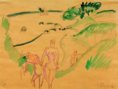 フェーマルン海岸の海水浴客 作： Ernst Ludwig Kirchner