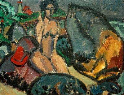 石の間の入浴者 作： Ernst Ludwig Kirchner