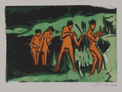 葦を投げる海水浴客 作： Ernst Ludwig Kirchner