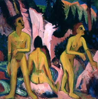 入浴中の人物（ガッシュ） 作： Ernst Ludwig Kirchner
