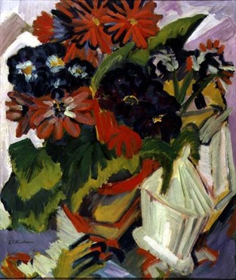 花のブーケとシュガーボウル 作： Ernst Ludwig Kirchner